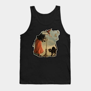 Halloween Witch & Broom Tank Top